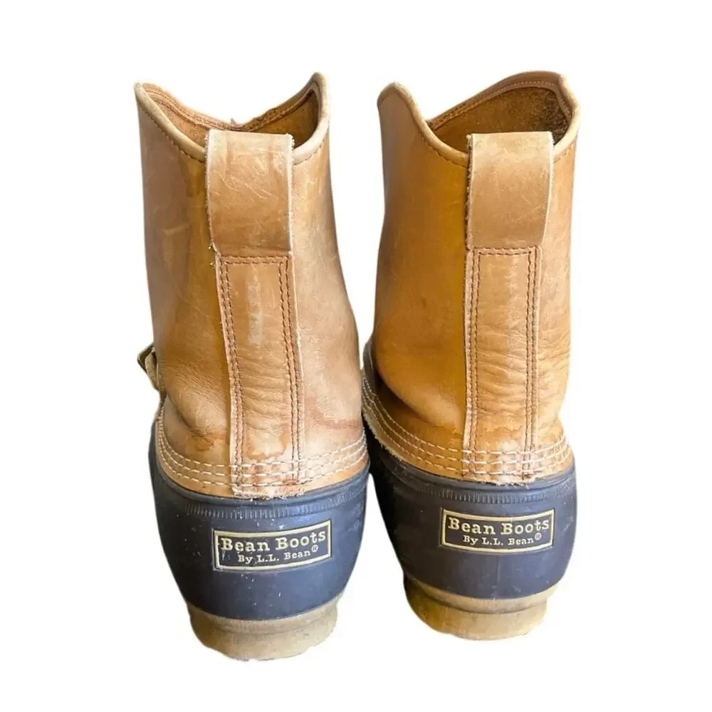 Vintage L.L. Bean Duck Boots Men’s 13M Tan Leather Rubber Hunting Rain Boots
